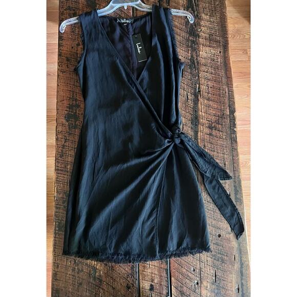 NFS!!  Lulus Meridian Black Sleeveless tie wrap at the waist dress Size Small - Picture 8 of 12
